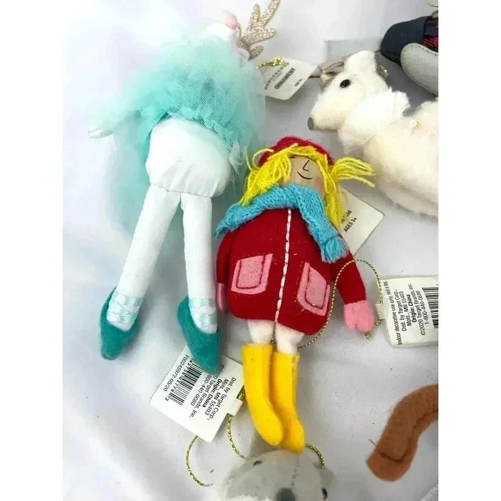 Lot of 27 Plush Dressed Animals Christmas Fabric Ornaments Train‎ Llama Bear